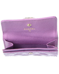 Chanel Chanel Purple Quilted Caviar Leather Boy Card Holder (Authentic Pre-Loved)