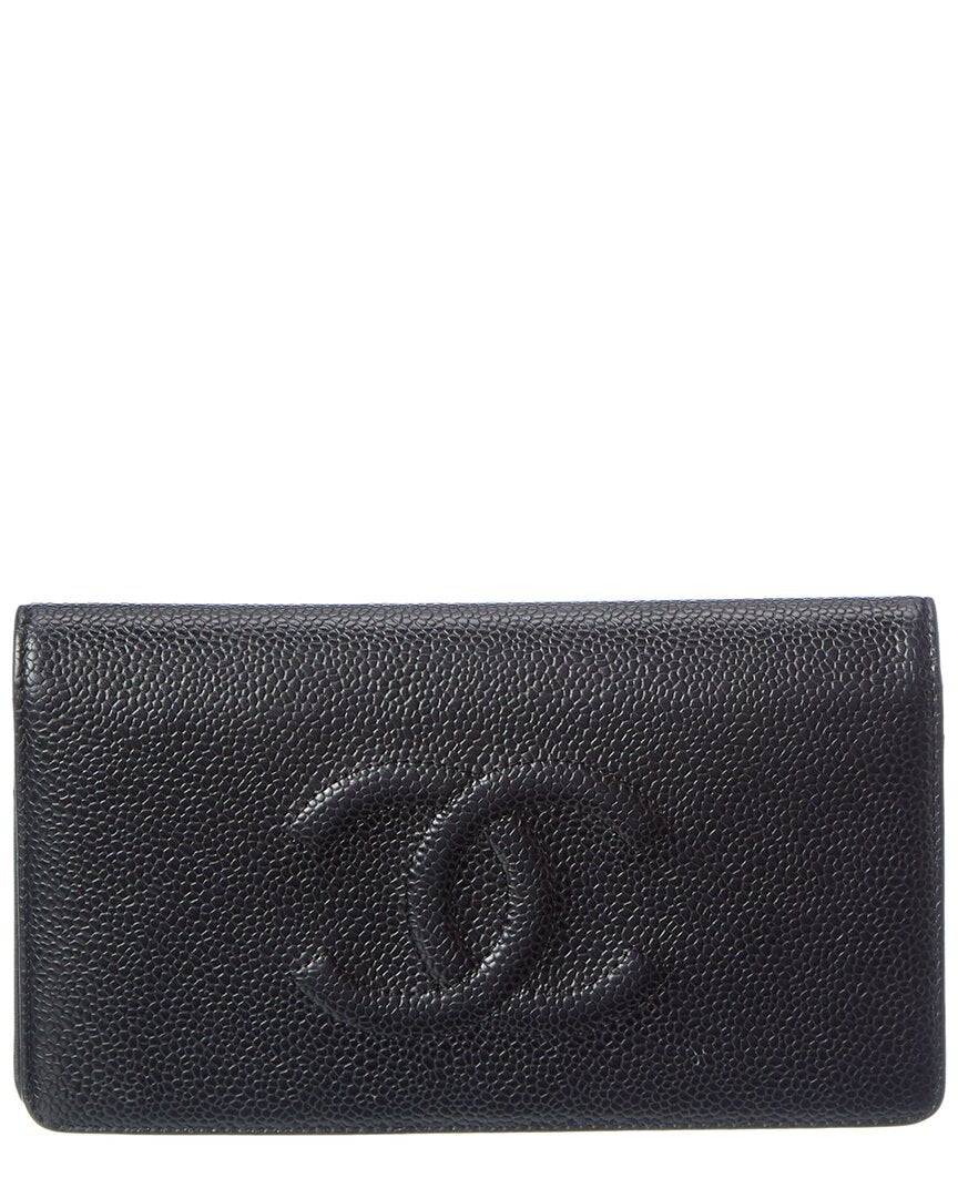 Chanel Chanel Black Caviar Leather Timeless Cc Yen Wallet (Authentic Pre-Loved)