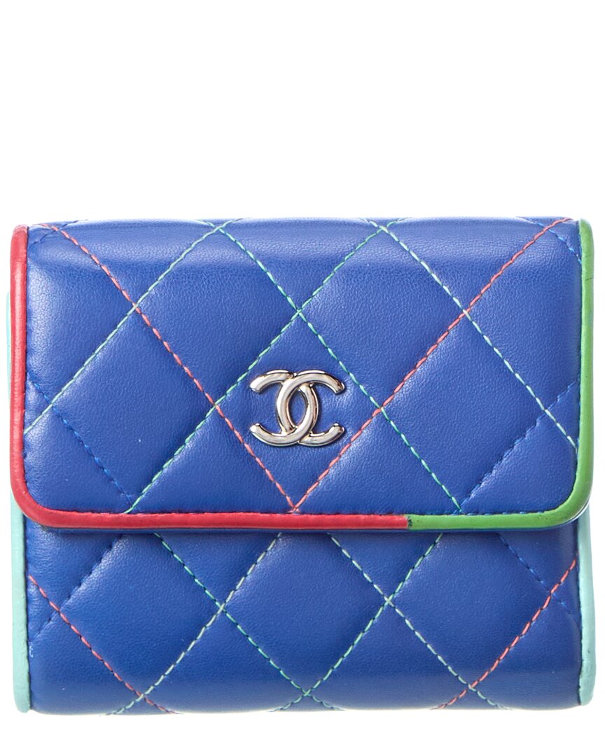 Chanel Chanel Blue Multi Quilted Lambskin Leather Compact Wallet (Authentic Pre-Loved)