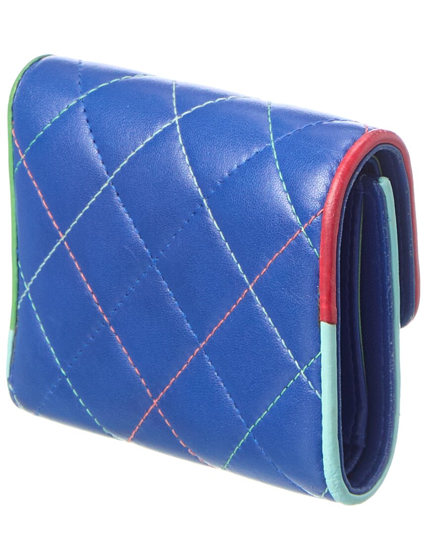 Chanel Chanel Blue Multi Quilted Lambskin Leather Compact Wallet (Authentic Pre-Loved)