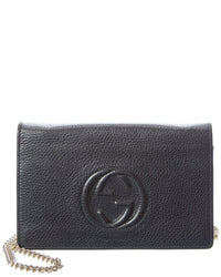 Gucci Gucci Black Pebbled Calfskin Leather Soho Wallet On Chain (Authentic Pre-Loved)