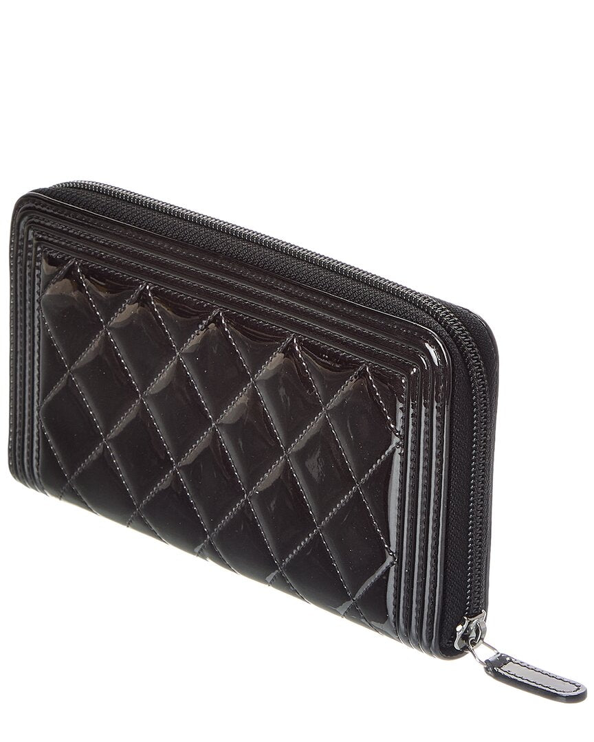 Chanel Chanel Black Quilted Lacquered Leather Long Wallet (Authentic Pre-Loved)