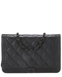 Chanel Chanel Black Caviar Leather Boy Wallet On Chain (Authentic Pre-Loved)