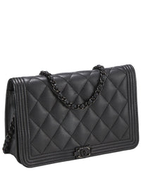 Chanel Chanel Black Caviar Leather Boy Wallet On Chain (Authentic Pre-Loved)