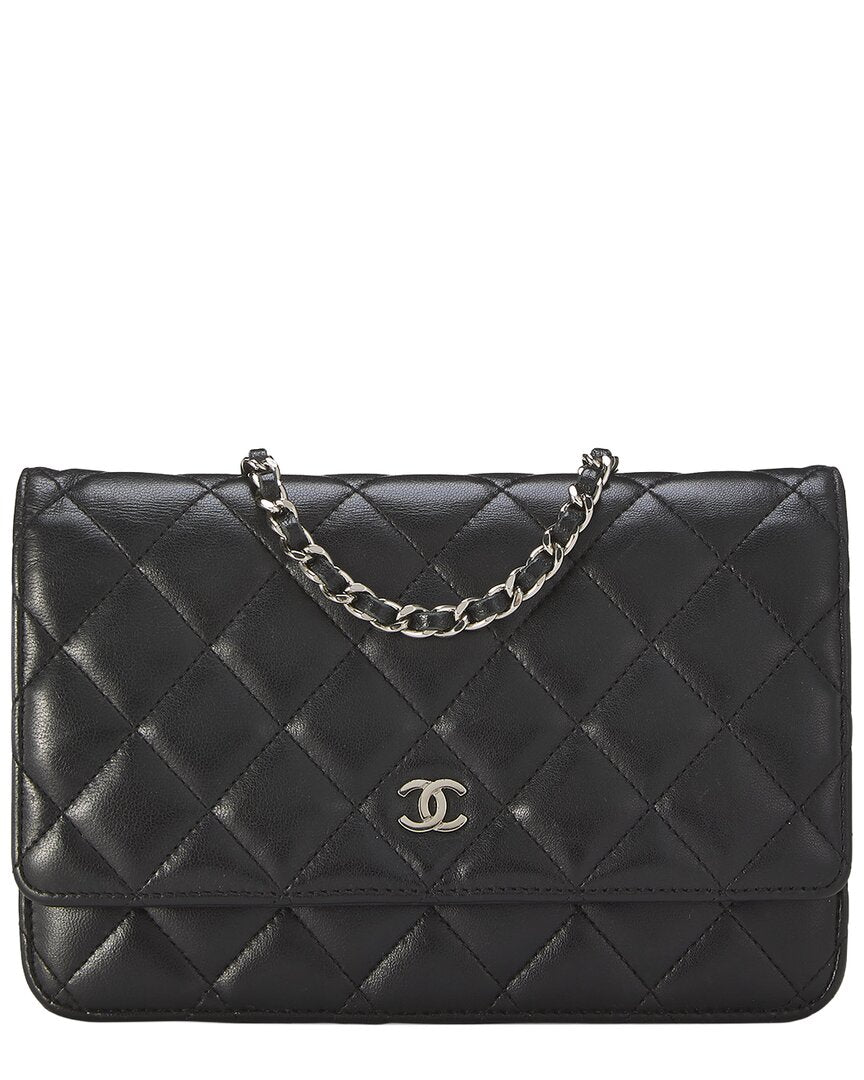 Chanel Chanel Black Lambskin Classic Quilted Wallet On Chain (Authentic Pre-Loved)
