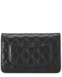 Chanel Chanel Black Lambskin Classic Quilted Wallet On Chain (Authentic Pre-Loved)