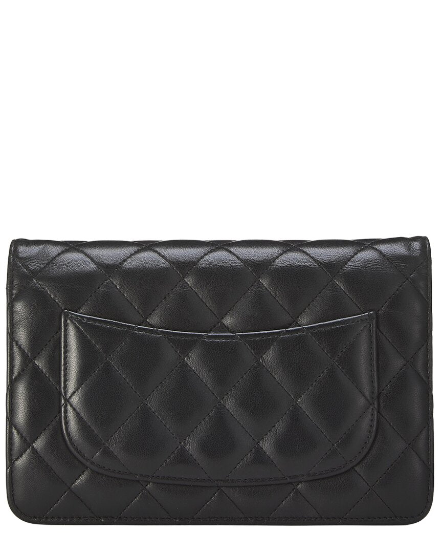 Chanel Chanel Black Lambskin Classic Quilted Wallet On Chain (Authentic Pre-Loved)