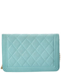 Chanel Chanel Blue Caviar Leather Boy Wallet On Chain (Authentic Pre-Loved)