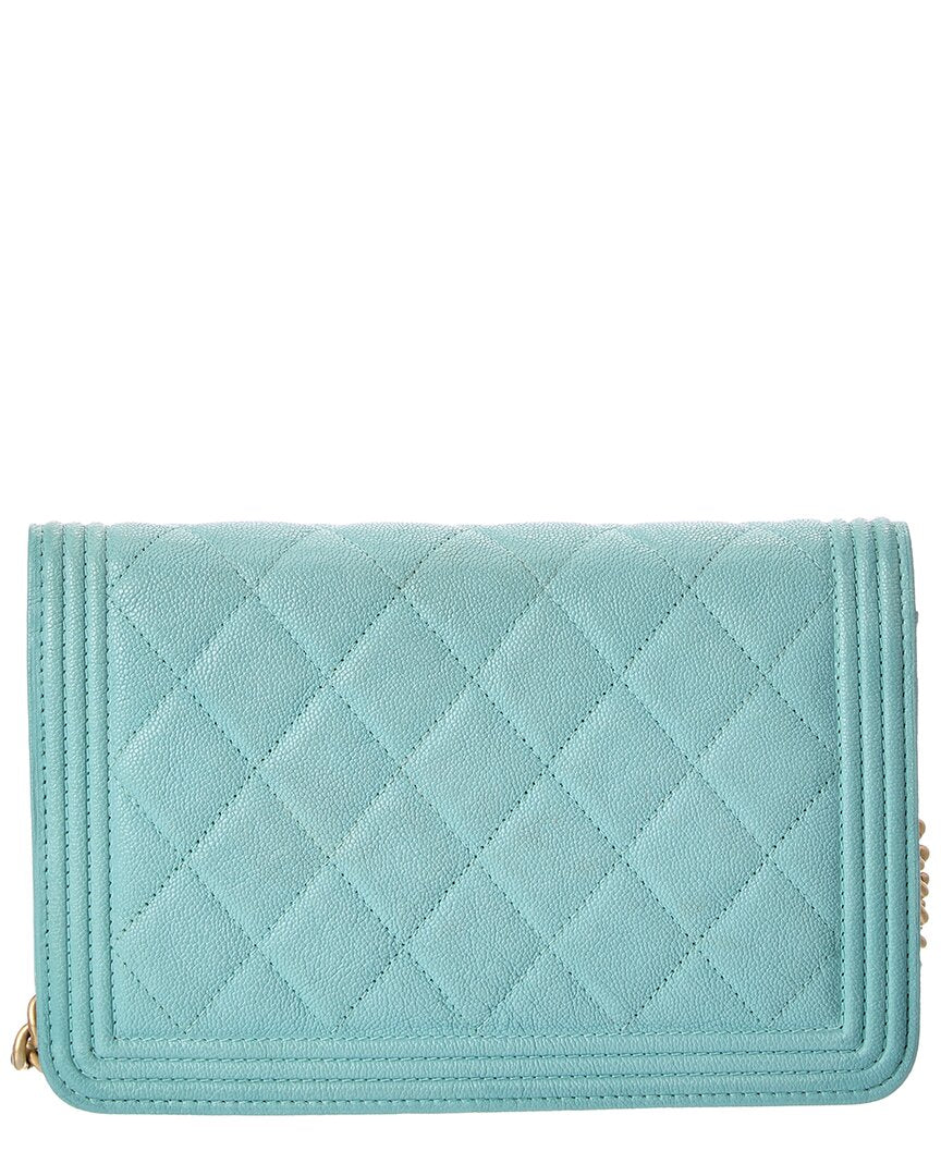 Chanel Chanel Blue Caviar Leather Boy Wallet On Chain (Authentic Pre-Loved)