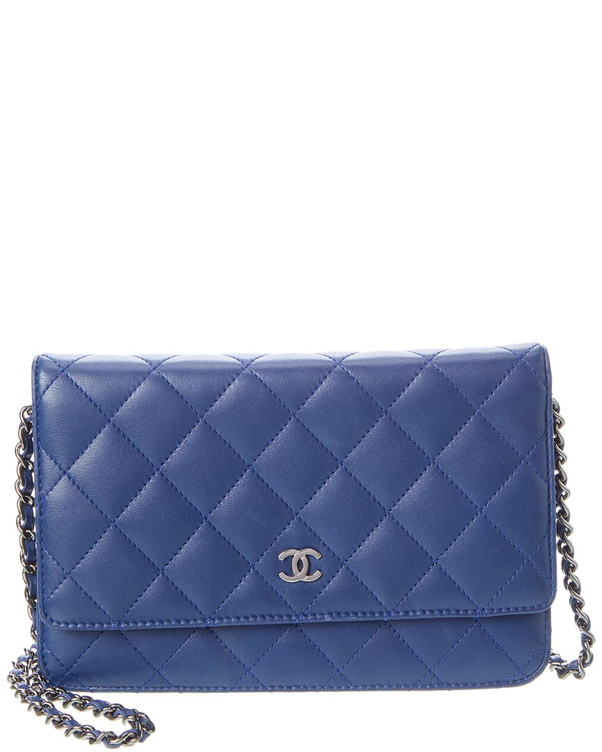 Chanel Chanel Blue Lambskin Classic Quilted Wallet On Chain (Authentic Pre-Loved)