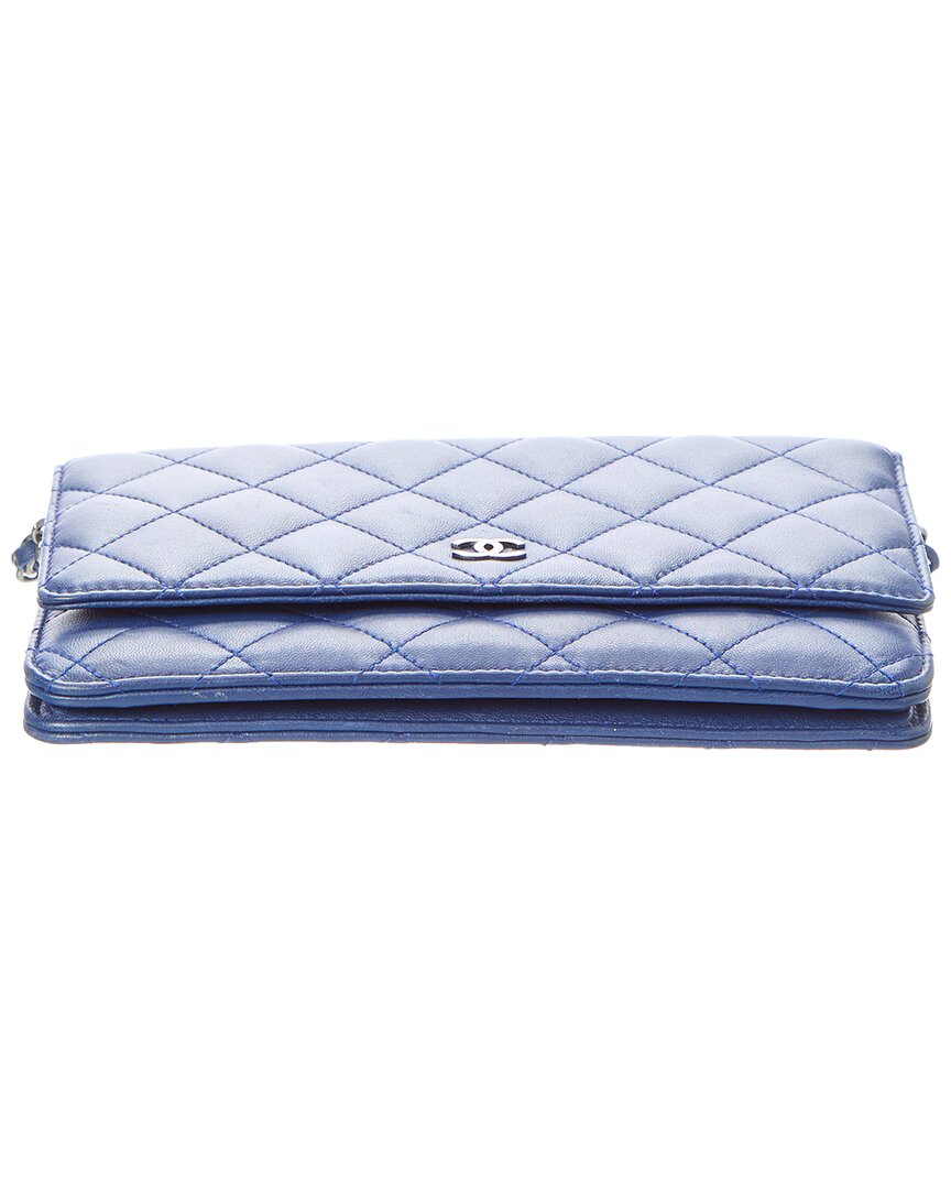 Chanel Chanel Blue Lambskin Classic Quilted Wallet On Chain (Authentic Pre-Loved)