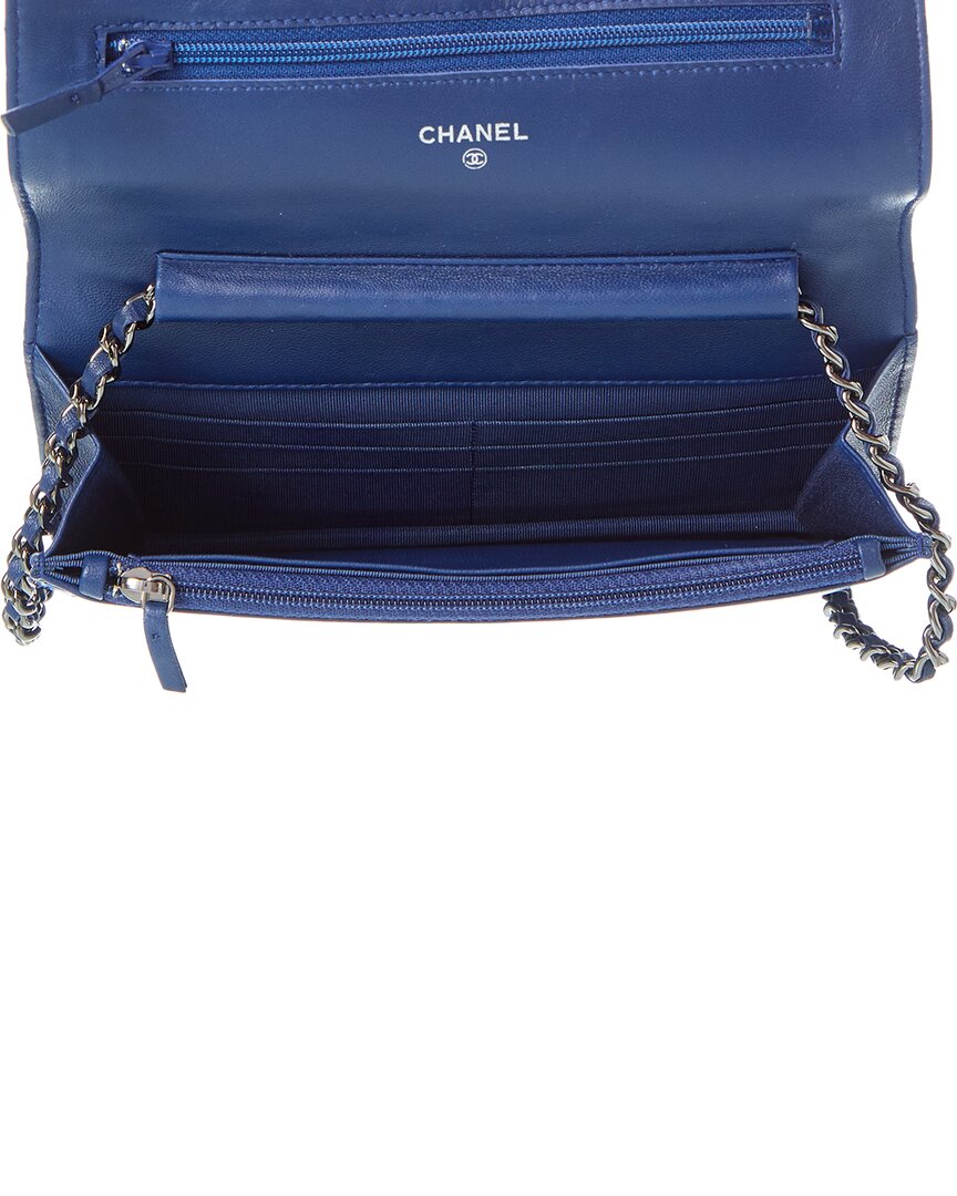 Chanel Chanel Blue Lambskin Classic Quilted Wallet On Chain (Authentic Pre-Loved)