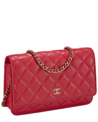 Chanel Chanel Red Caviar Leather Boy Wallet On Chain (Authentic Pre-Loved)