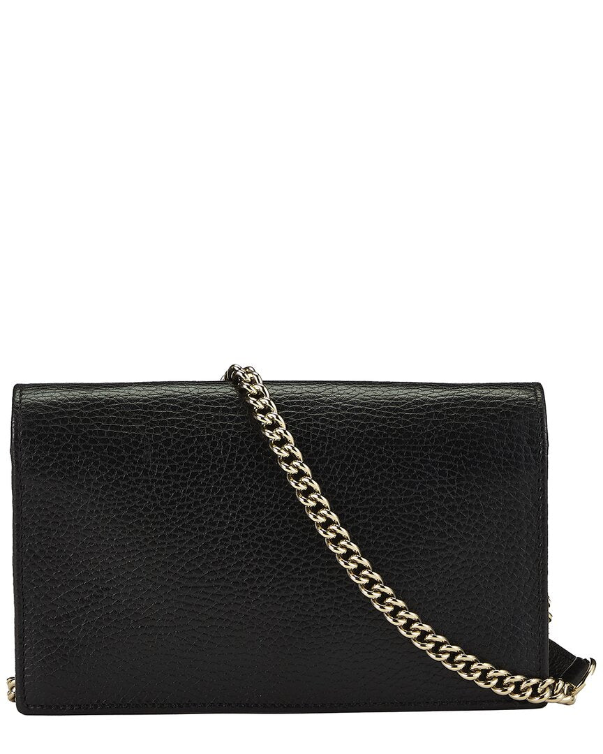 Gucci Gucci Black Leather Interlocking Wallet On Chain Small (Authentic Pre-Loved)