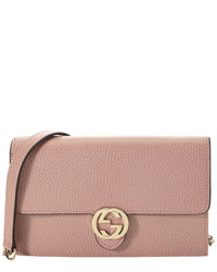 Gucci Gucci Pink Leather Interlocking Wallet On Chain Small (Authentic Pre-Loved)