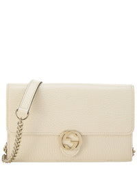 Gucci Gucci White Leather Interlocking Wallet On Chain Small (Authentic Pre-Loved)