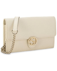 Gucci Gucci White Leather Interlocking Wallet On Chain Small (Authentic Pre-Loved)