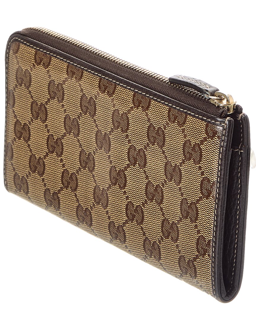 Gucci Gucci Neutral Coated Canvas & Leather Wallet (Authentic Pre-Loved)