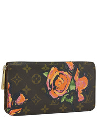 Louis Vuitton Louis Vuitton Brown Coated Canvas Roses Zippy (Authentic Pre-Loved)