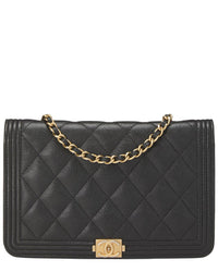 Chanel Chanel Black Quilted Caviar Leather Boy Wallet On Chain (Authentic Pre-Loved)