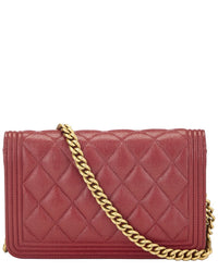 Chanel Chanel Red Quilted Caviar Leather Boy Wallet On Chain (Authentic Pre-Loved)