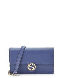 Louis Vuitton Gucci Blue Leather Interlocking Chain Wallet Small (Authentic Pre-Loved)