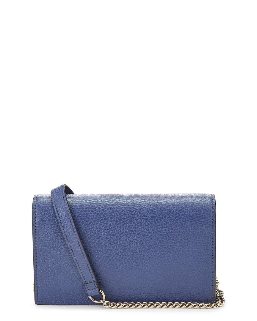 Louis Vuitton Gucci Blue Leather Interlocking Chain Wallet Small (Authentic Pre-Loved)