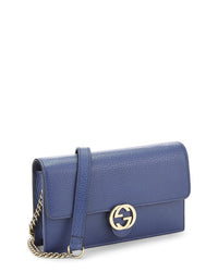 Louis Vuitton Gucci Blue Leather Interlocking Chain Wallet Small (Authentic Pre-Loved)