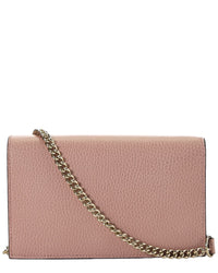 Gucci Gucci Pink Leather Interlocking Wallet On Chain Small (Authentic Pre-Loved)