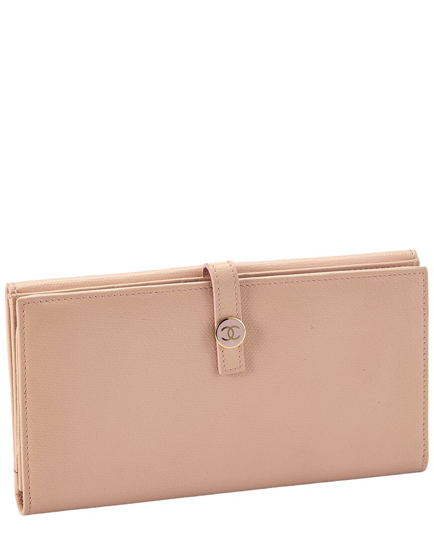 Louis Vuitton Chanel Pink Calfskin Leather Long Wallet (Authentic Pre-Loved)