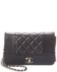 Chanel Pre-Owned Chanel Black Quilted Calfskin Leather Mademoiselle Wallet On Chain (Authentic