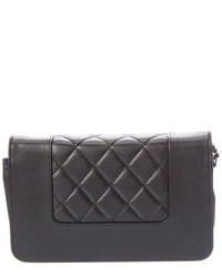Chanel Pre-Owned Chanel Black Quilted Calfskin Leather Mademoiselle Wallet On Chain (Authentic