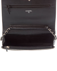 Chanel Pre-Owned Chanel Black Quilted Calfskin Leather Mademoiselle Wallet On Chain (Authentic