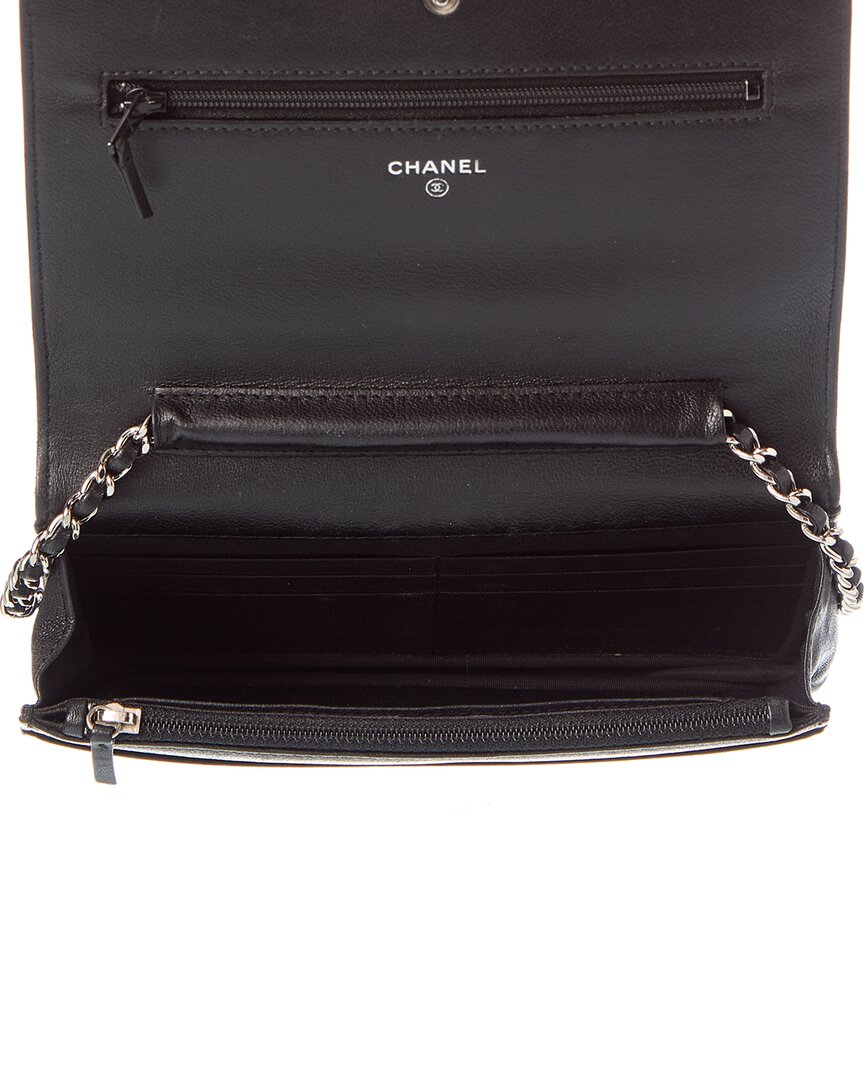 Chanel Pre-Owned Chanel Black Quilted Calfskin Leather Mademoiselle Wallet On Chain (Authentic