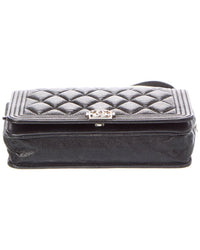 Chanel Pre-Owned Chanel Black Quilted Caviar Leather Boy Wallet On Chain (Authentic Pre-Loved)