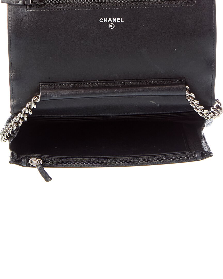 Chanel Pre-Owned Chanel Black Quilted Caviar Leather Boy Wallet On Chain (Authentic Pre-Loved)