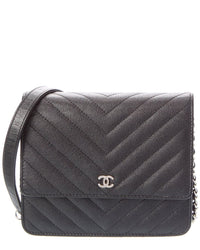 Chanel Pre-Owned Chanel Black Quilted Caviar Leather Boy Wallet On Chain (Authentic Pre-Loved)