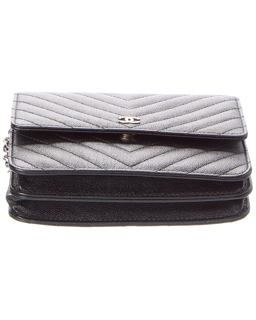 Chanel Pre-Owned Chanel Black Quilted Caviar Leather Boy Wallet On Chain (Authentic Pre-Loved)