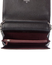 Chanel Pre-Owned Chanel Black Quilted Caviar Leather Boy Wallet On Chain (Authentic Pre-Loved)