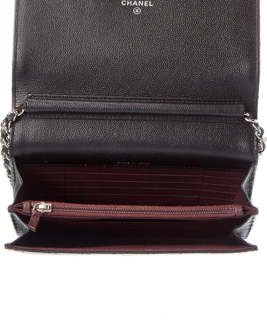 Chanel Pre-Owned Chanel Black Quilted Caviar Leather Boy Wallet On Chain (Authentic Pre-Loved)