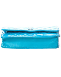 Pre-Owned Chanel Blue Quilted Patent Leather Patent Wallet On Chain (Authentic Pre-Loved)