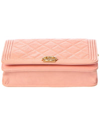 Chanel Pre-Owned Chanel Pink Quilted Caviar Leather Boy Wallet On Chain (Authentic Pre-Loved)