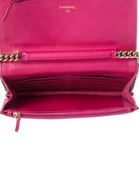 Chanel Pre-Owned Chanel Purple Quilted Caviar Leather Boy Wallet On Chain (Authentic Pre-Loved)