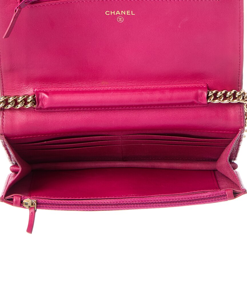Chanel Pre-Owned Chanel Purple Quilted Caviar Leather Boy Wallet On Chain (Authentic Pre-Loved)