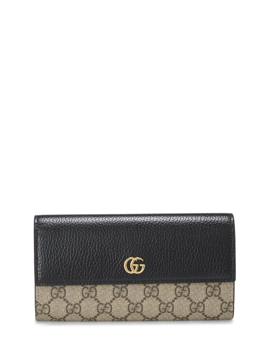 Pre-Owned Gucci Black Coated Canvas & Leather Gg Continental Wallet (Authentic Pre-