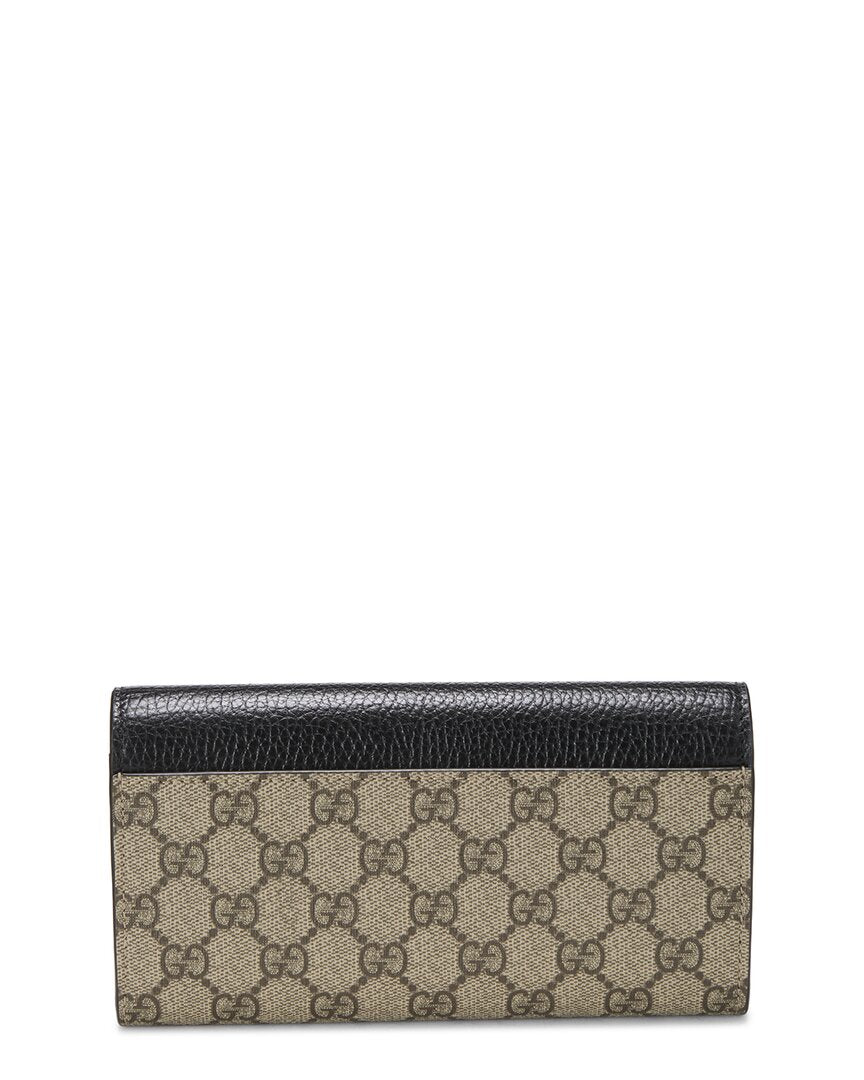 Pre-Owned Gucci Black Coated Canvas & Leather Gg Continental Wallet (Authentic Pre-