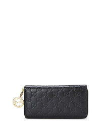 Pre-Owned Gucci Black Guccissima Zip Around Wallet (Authentic Pre-Loved)