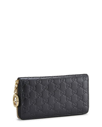 Pre-Owned Gucci Black Guccissima Zip Around Wallet (Authentic Pre-Loved)