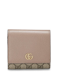 Pre-Owned Gucci Pink Coated Canvas & Leather Gg Marmont Compact Wallet (Authentic Pre-