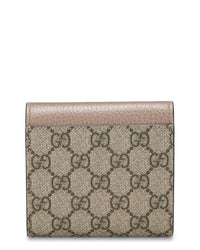 Pre-Owned Gucci Pink Coated Canvas & Leather Gg Marmont Compact Wallet (Authentic Pre-